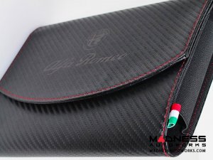 Document Holder - Alfa Romeo Logo - Carbon Fiber Finish